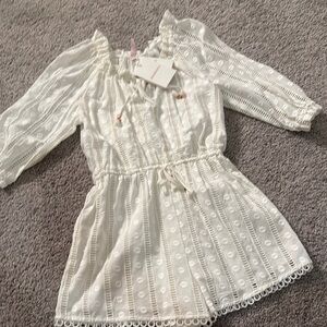 Zimmermann White Babydoll Dress with Bishop Sleeves